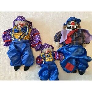 Hobo Clown set of three - 2 larger 11" 1 smaller 8" beautiful